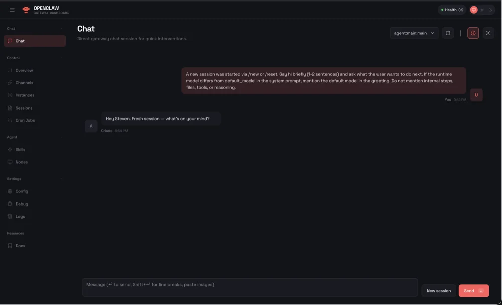 OpenClaw web dashboard